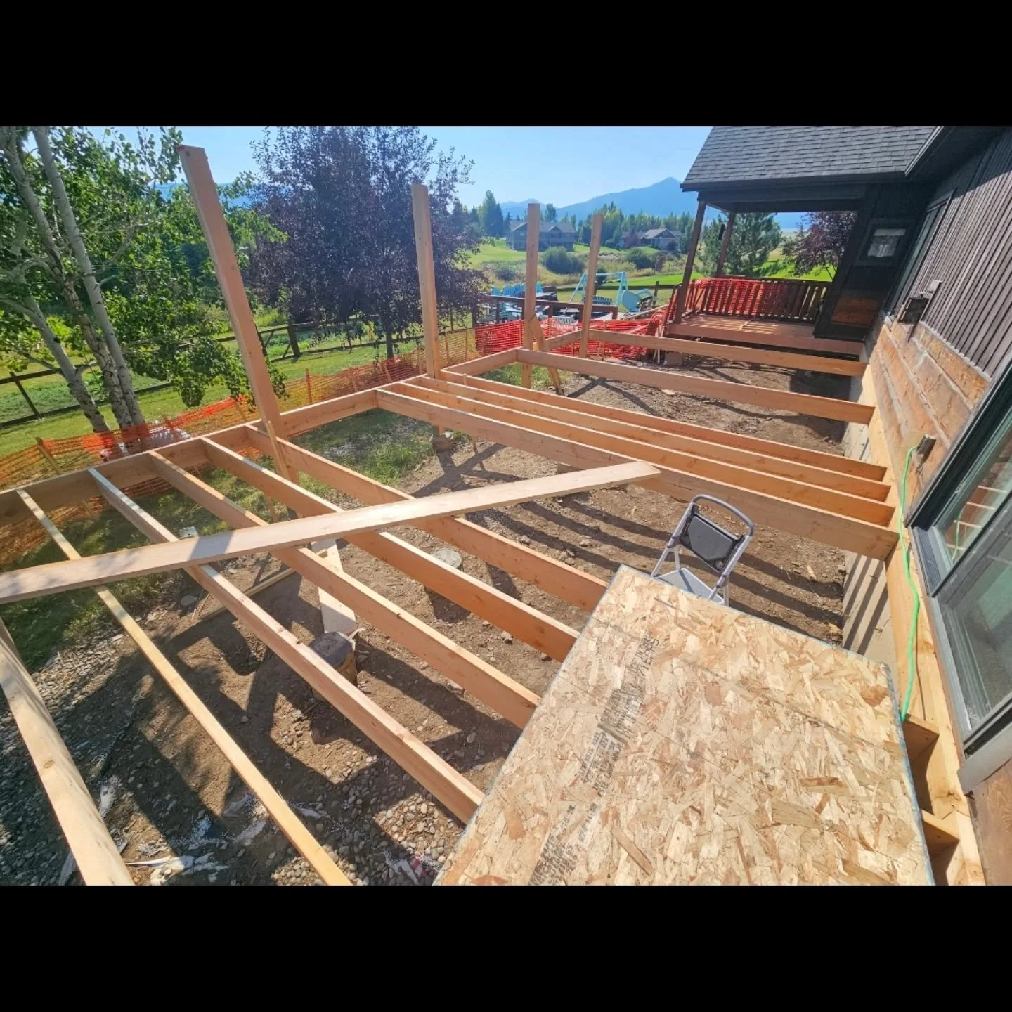 Deck joist layout railing posts aspen trees